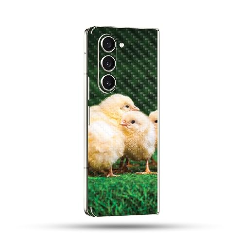 Image of MightySkins Carbon Fiber Skin Compatible With Samsung Galaxy Z Fold 5 Full Wrap - Group Of Chicks | Protective, Durable Textured Carbon Fiber Finish | Easy To Apply and Change Styles | Made in the USA