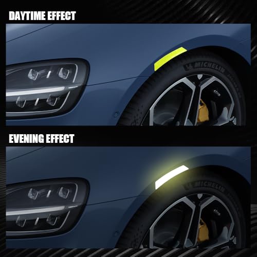 Image of 2PCS Car Reflective Trim Side Marker Stickers, Side Reflectors for Car, Anti-Collision Automatic Bumper Fender Stickers, Auto Exterior Accessories Reflector Guard Fit Cars (Green, 2PCS)