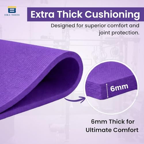 Image of Btag Premium TPE Yoga Mat for Women & Men | Anti-Slip Exercise & Gym Mat for Home Workouts | Lightweight & Durable | 6 mm (Purple)