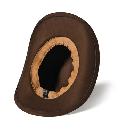 Image of Classic Western Cowboy Hat Cowgirl Hat Unisex Men's & Women's Wide Brim Felt Fedora Hat Flat Top with Buckle Belt
