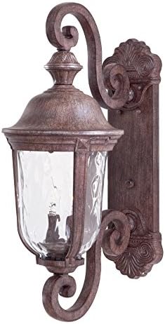 Minka Lavery 8991-61, 2 Light Wall Mount in Vintage Rust Finish w/Mouth Blown Clear Hammered Glass