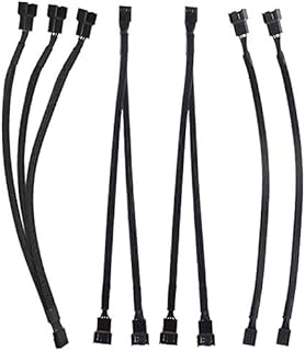 Pulluo 5 Pack 4 Pin PWM Fan Splitter Cable Computer Fan Extension Cable Sleeved Braided PC Fan Splitter 4Pin 1 to 3 Converter+1 to 2+1 to 1 Converter for Computer Case 4-Pin/3-Pin Cooling Fan Cable