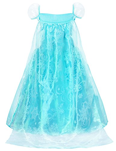 Jurebecia menina princesa vestido verão vestido azul vestido floco de neve elemento lantejoulas cint