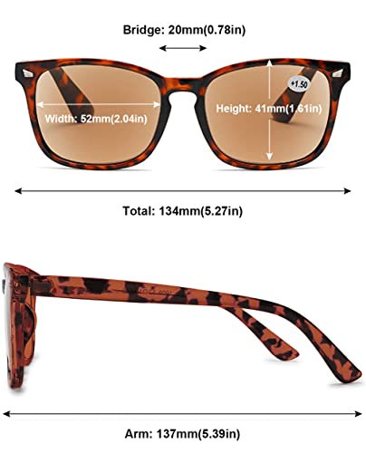 MAGIMODAC Womens Mens Reading Glasses Sunglasses Readers UV400 Protection Tortoiseshell 2.5+, 132 mm x 41 mm - Image 3
