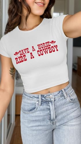 Cropped Cowgirl Outfits for Women Western Rodeo Crop Tops Cowboy Country Concert Graphic Tees4