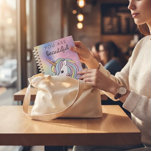 Image of You Are Beautiful Unicorn A5 Spiral Notebook Diary for Girls & Women | 192 Pages Ruled Journal with Daily & Monthly Planner | Hard Bound Cover | Twin Wire Binding | Motivational Unicorn Theme Notebook for Writing, Study & Gifting