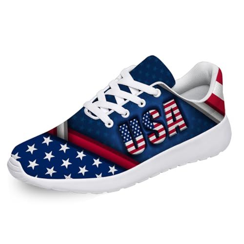 Women's Men's 4th of July Shoes Running Tennis Shoes American Flag Sneakers Gifts for Mom Dad