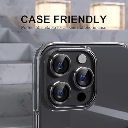 Image of for iPhone 16 Pro /16 Pro Max Camera Lens Protector Original Individual Lens Screen Protector | 9H Hardness, Scratch-Resistant, Case Friendly (Black)