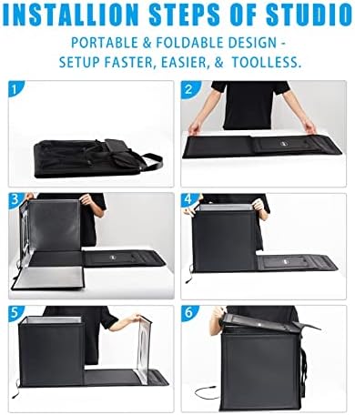 ZKEEZM Light Box Photography 24"x24" with 120LED Lights and 6 Color Backdrops Photo Box with Lights Foldable Light Box with Adjustable Brightness, 6000-6500K Portable Dimmable Picture Box Shooting
