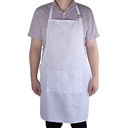 WearHome Chef Apron Unisex Chefs Butchers Home Kitchen Cookware Apron Plain Apron with Front Pocket (TM) (1Pack)