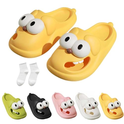 WIWIDANG Tongue Kiss Slippers, Pantoufles de baiser de langue, 3D amusantes et sympathiques, jaune, 36/37 EU