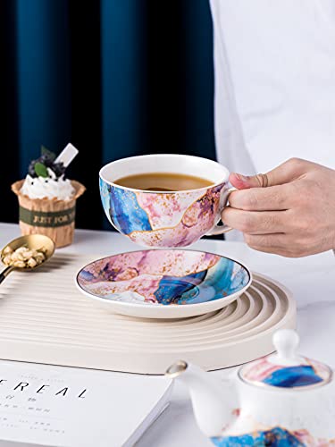 Jusalpha Fine China Rainbow Galaxy Series Teapot For One, Pink/Blue Teapot With Teacup And Saucer Set- Tea Cup With Saucer Set,Tea For One Set #10 #TOP5