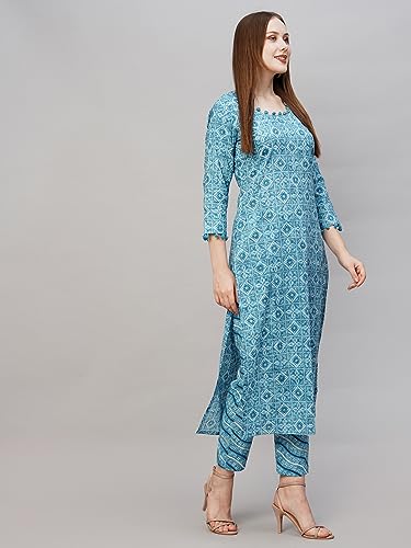 Image of ANNI DESIGNER Women Cotton Blend Kurta With Pant