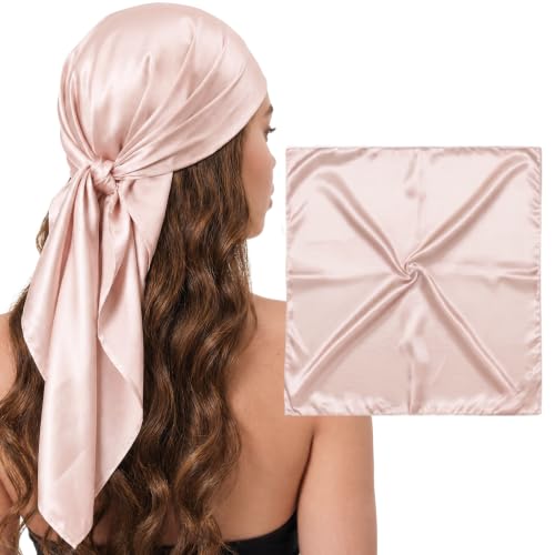 100% Mulberry Silk Large Head Scarf Bandana - 19 Momme Grade 6A, 36' Square