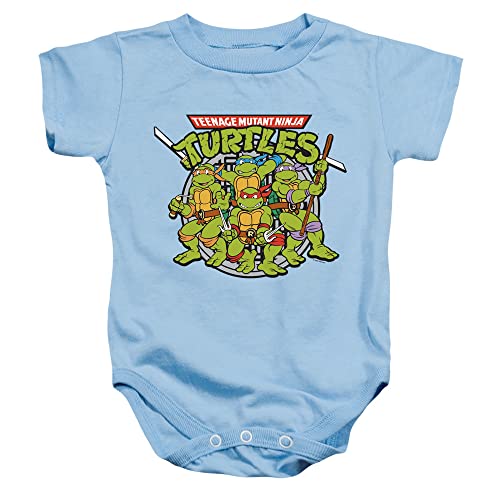 LOGOVISION TMNT Teenage Mutant Ninja Turtles Classic Turtles Unisex Infant Snap Suit for Baby, Light Blue, 12 Months