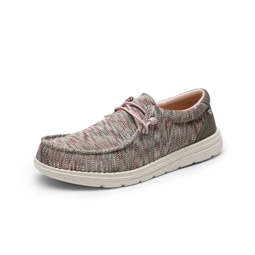 Bruno Marc Mocasines sin cordones para mujer, zapatos casuales para caminar y náuticos, rosa gris, 8