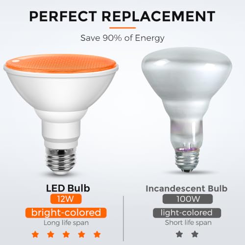 Image of L LOHAS LED Orange Halloween Flood Light Bulbs, PAR30 Flood Light Outdoor