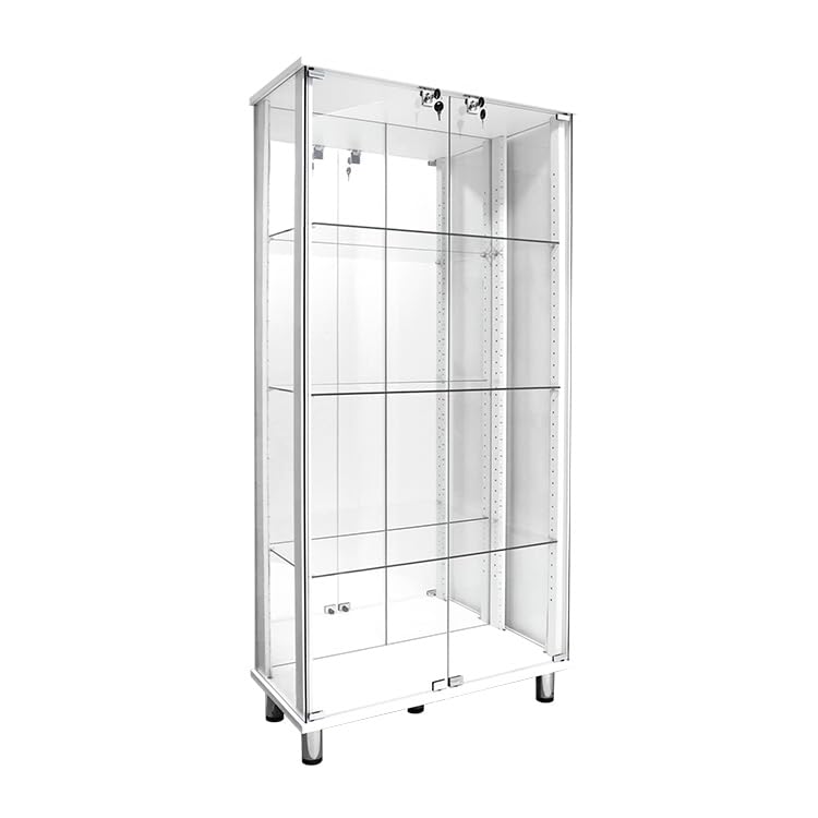【最終値下げ】地球家具　ガラスコレクションケース　H83×W40cm　ホワイト Amazon.co.jp: 地球家具 ライティングガラスコレクションケース