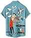 DADDYLOCO Retro BBQ Print Button Down Shirt, Short Sleeve, Regular Fit, Mint Green