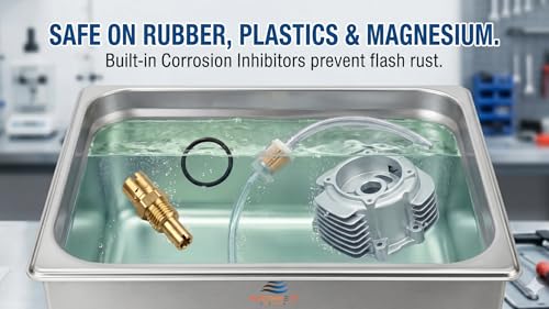 Image of NORTHWEST ENTERPRISES Ultrasonic Cleaner Solution for Carburetors and Engine Parts. Industrial Strength Concentrated Washing Compound for Ultrasonic Machines & Immersion Washers - Makes 11 Gallons!