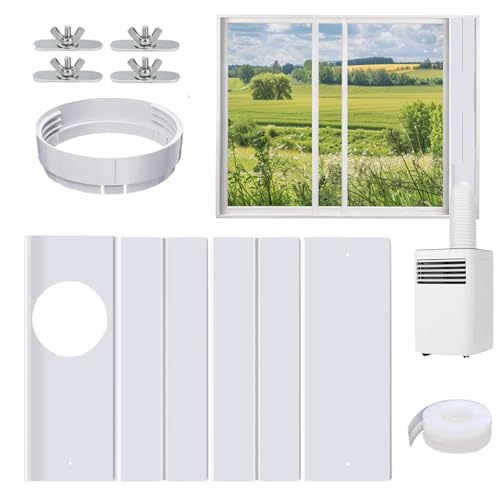 PSFDEWT 4pcs/Establecer Kit de ventilación de la Ventana de CA portátil 4-In-1 Kit de Sello de Ventana de CA Ajustable para 5.9 y 5.1 Dia..Manguera de Escape, Aire Acondicionado de plástico