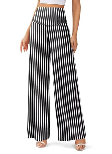 JZC Women's Palazzo Lounge Pants Stretchy Wide Leg Casual Pants Comfy High Waist Flowy Pants S-3XL