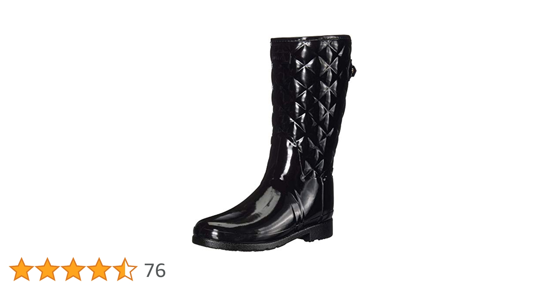 HUNTER Refined Gloss Quilt Short Rain Boots Black 5 : Amazon
