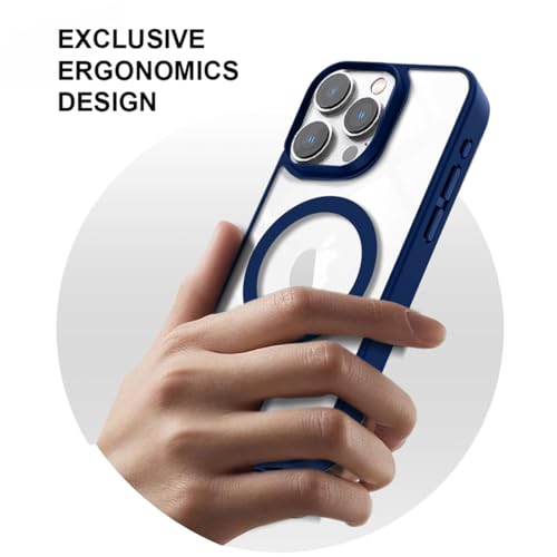 Image of KARWAN️ Hybrid Transparent iPhone 15 Pro Back Cover Case Compatibe with |Shockproof Design |Camera Protection Bump|Transparent Back Cover Case for iPhone 13 Pro Max(PC, TPU|Blue- Bumper