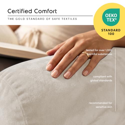 Image of Nestl Reading Pillow with Shredded Memory Foam Includes 2 Neck and Lumber Support Pillows, Designed for Sitting Up in Bed and Couch, Back and Arms Adjustable Support for Adult & Teens, Linen