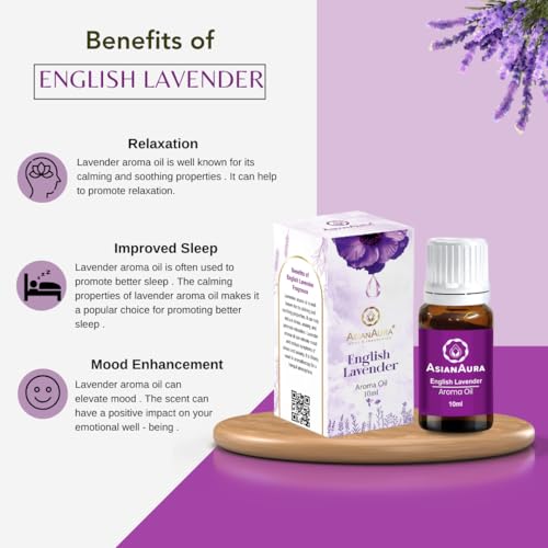 Image of ASIAN AURA Ceramic Aroma Diffuser Oil Set (10ml Each) Pack of 6| Home Fragrance & Aromatherapy | Meditation /Yoga (60 Ml, Lavender)