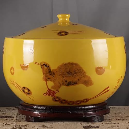GUQASDV Recipiente de Cerámica para Arroz con Tapa, Bote de Almacenamiento de Alimentos y Contenedor Doméstico para Granos, Apto para Almacenar Frijoles y Comida para Mascotas(STYLE E,5KG)