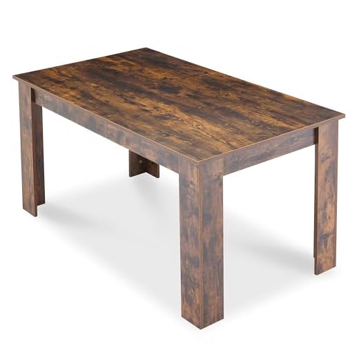 Dining Table, Kitchen Table, 140 x 80cm Rustic Brown Table Top Rectangle Wooden Dining Tables, 6 Seater for Dining Room, Kitchen, Living Room, Furniture 140L x 80W x 75H cm