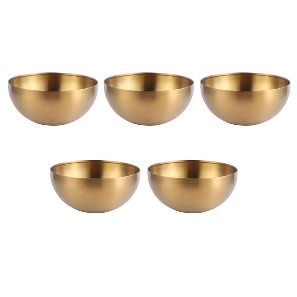 Hndhbfgrt 5X Large Capacity Stainless Steel Salad Bowls Korean Soup Rice Noodle Ramen Bowl Kitchen Food Container,Gold,20X9CM