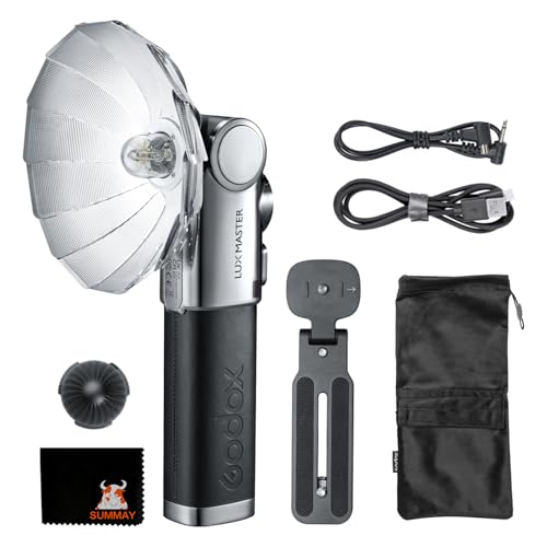 Godox Lux Master Retro Flash Fill Light, Touch Screen Control, 6000K±300k CCT, GN25 460 Full Power, Type-C Charging, Works Seamlessly with triggers Such as X3, XproII and X2T.