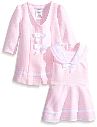 Bonnie Baby Baby Girls' Newborn Pink Houndstooth Coat and Dress Set, 3-6 Months