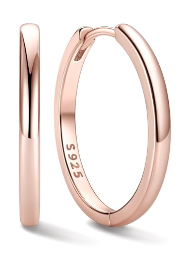 Image of ChicSilver 925 Sterling Silver Huggie Hoop Earrings Small Hoop Earrings for Women Hypoallergenic Silver Huggie Earring Cartilage Earrings for Women (6 /8 /10 /12 /14 /16 /18 /20MM)