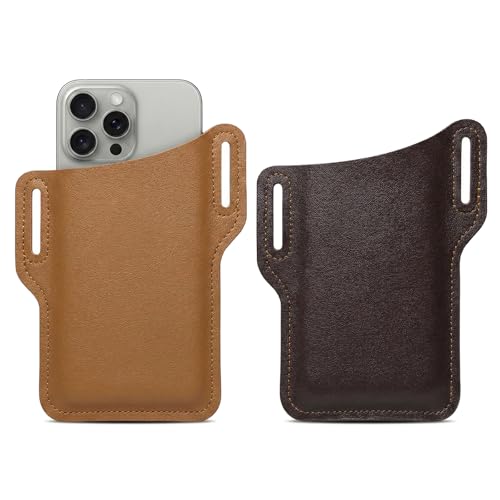 Lot de 2 Pochettes Ceinture Homme Verticales en PU, Grande Taille pour Téléphone Portable jusqu’à 7,5 Pouces, Étui Ceinture Universel pour iPhone et...