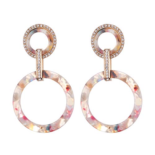 Nicole Miller New York Off-white Resin Acrylic Round Crystal Rhinestones GoldDangle Earrings