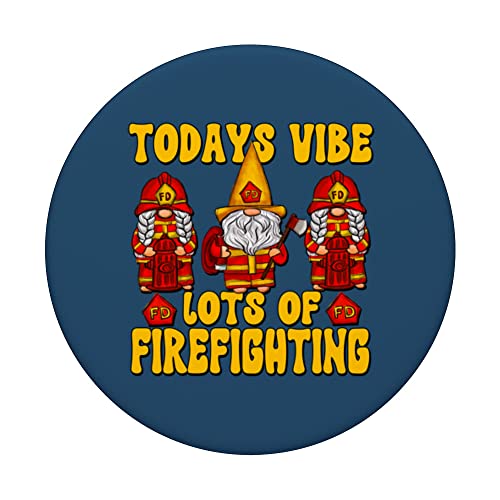Funny Fireman Accessories Three Gnomes For Firefighter Mom PopSockets Swappable PopGrip, Black - Image 3