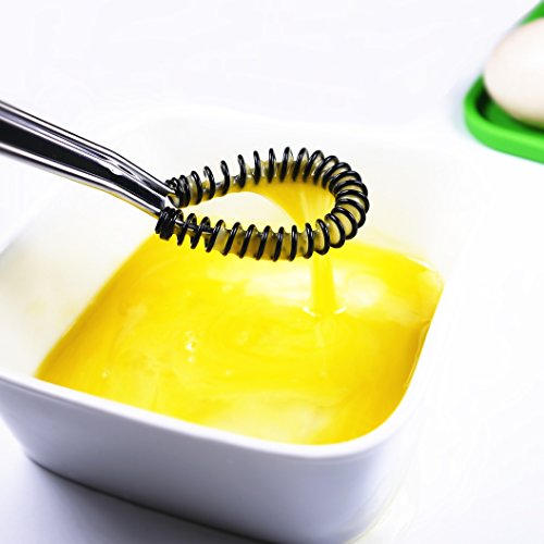 Stainless Steel Mini Spring Egg Beater Silicone Whisk Magic Hand Held Sauce Stirrer Blender Milk Frother Foamer Coffee Mixer (2Pack-Silicone+Steel coil) - Thumbnail 5