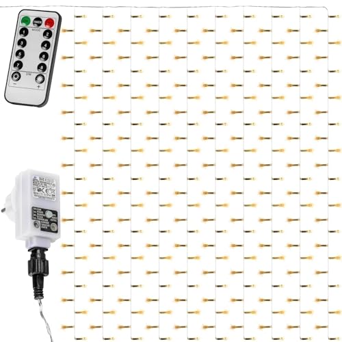 Preisvergleich Produktbild VOLTRONIC LED Lichtervorhang, innen und außen, IP44, Fernbedienung, Größen- und Farbwahl, 6x3 m 600 LEDs, warmweiß