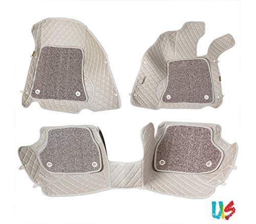 Image of Antiskid Premium 7D Car Mat Full Set for Maruti Wagon R 2014-18 || Luxury Leather Dual-Stitch Full Set 7D Car Floor Mat || 100% Waterproof ||Color: Beige Beige