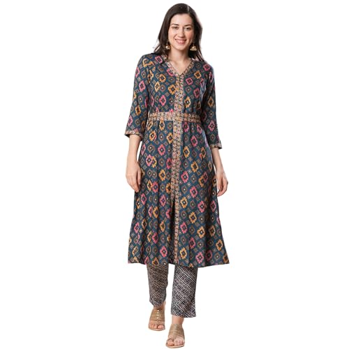 Image of Globus Women Kurta Sets (3641552001 Blue S)
