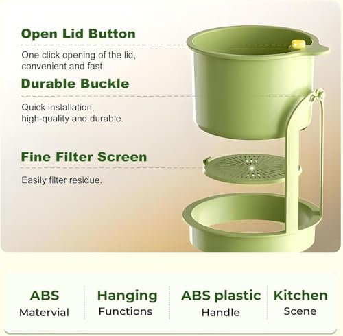Image of SHOPPOFOBIX Kitchen Sink Drain Basket, Double Layer Strainer Food Waste Filter Baskets,Hanging Sink Drains Holder,Detachable Strain Basket, Easy to Clean (Green-2)