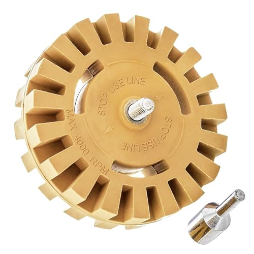 Wjelet 1 Pack Decal Remover Eraser Wheel 4 in Toffee Wheel with Drill Adapter for Car Vinyl Decals Pinstripes Adhesives Graphics Removal from Vehicles Boats Rvs