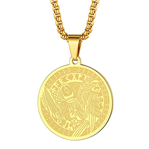 Chengxun Nordische Mythologie Wikinger Rabe Anhänger Halskette für Männer Frauen Wikinger Odin Krähe Medaillon Schutzwächter Okkulter Schmuck Talisman Amulette Geschenke (226G) Cover