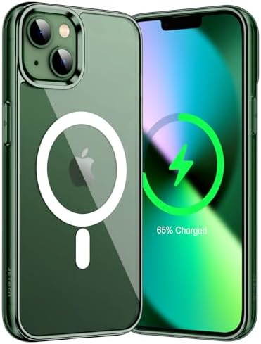 JETech Magnetyczna Etui do iPhone 13 6,1 Cala Kompatybilny z MagSafe Bezprzewodowy Ładowanie, Odporny Wstrząsy Case, Przezroczysty Tył, Odporny na Zarysowania (Przezroczyste)
