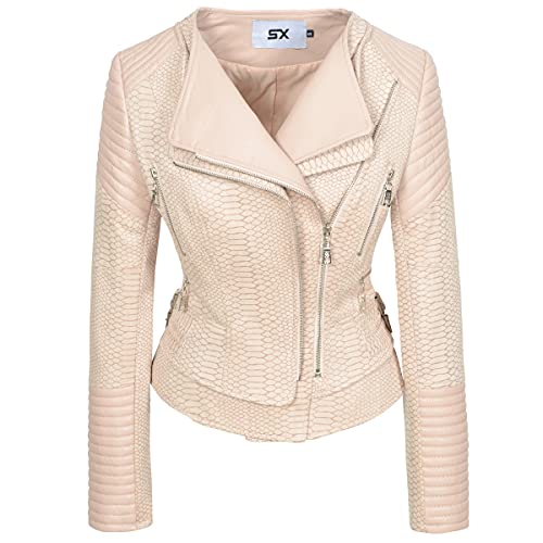 Fashion SX Womens Suede Leather Jackets Long Sleeve Oblique Zipper