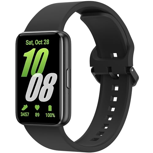 Vancle Correa para Samsung Galaxy Fit 3 para Mujeres Hombres, Correas de Silicona TPU Suave, Pulsera de Repuesto Impermeable Deportiva para Samsung Galaxy Fit 3 SM-R390, Negro