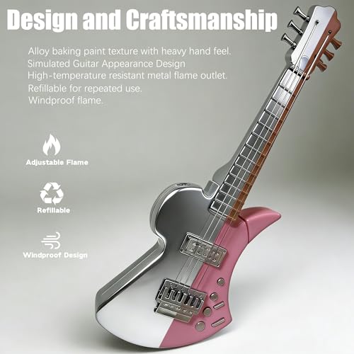 Encendedor antorcha con forma de guitarra, butano ajustable miniatura 2